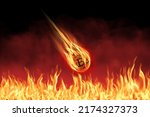 Gold Bitcoin decreasing value and price fall,BTC coin fire blazing falling to fire zone,Cryptocurrency virtual money concept