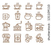 coffee icons set brown color | Shutterstock .eps vector #131109110