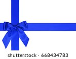gift bow of blue color  cross... | Shutterstock . vector #668434783