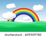  rainbow and clouds in the sky  ... | Shutterstock .eps vector #609509780
