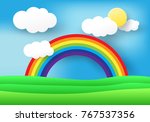  rainbow and clouds in the sky  ... | Shutterstock .eps vector #767537356