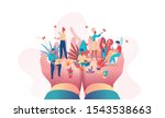 big hands of boss hold of small ... | Shutterstock .eps vector #1543538663