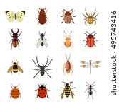 Insect Vector Icons Flat Set...