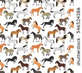 Seamless Pattern With Horse In...