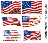 independence day usa flags... | Shutterstock .eps vector #734501080