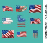 independence day usa flags... | Shutterstock .eps vector #735686836