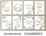 set of card with flower rose ... | Shutterstock .eps vector #1016880823