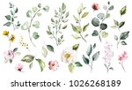 big set watercolor elements  ... | Shutterstock . vector #1026268189