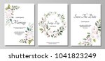 set of card with flower rose ... | Shutterstock .eps vector #1041823249
