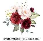  Watercolor Burgundy Flowers....