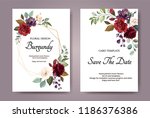 set of card with flower rose ... | Shutterstock .eps vector #1186376386