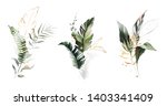  watercolor and gold leaves.... | Shutterstock . vector #1403341409