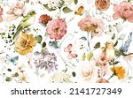 Seamless Floral Watercolor...