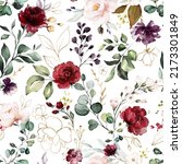 seamless floral watercolor... | Shutterstock . vector #2173301849