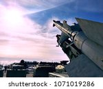 Small photo of The nuclear tomahawks are directed to the sunny sky. Social problems. Hostilities. Economic instability.