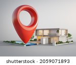 Modern House With Location Pin...