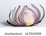 A shot of the slice of red onion.