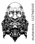 bearded bald dwarf with a kind... | Shutterstock . vector #1127460143