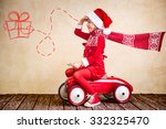 Child Ride In Red Christmas Car....