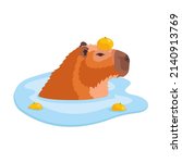 Portrait Of A Capybara Sitting...