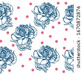 rose seamless pattern  hand... | Shutterstock .eps vector #1670872876