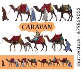 Camels Caravan Illustration Set