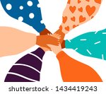 six female hands support each... | Shutterstock .eps vector #1434419243
