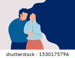 young man comforting her crying ... | Shutterstock .eps vector #1530175796