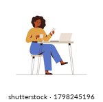 black woman chatting on a... | Shutterstock .eps vector #1798245196