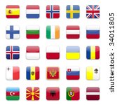 europe flags round icon set  | Shutterstock .eps vector #34011805