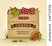 Retro Crate Of Grapes