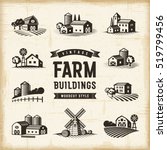 Vintage Farm Buildings Set....