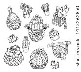 succulents cactus in crochet... | Shutterstock . vector #1413262850