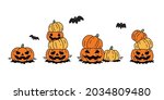 pumpkin halloween vector icon... | Shutterstock .eps vector #2034809480