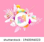 banner with stylized tropical... | Shutterstock .eps vector #1960046023