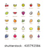 25 fruits icon set. colorful... | Shutterstock . vector #435792586