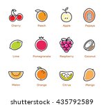 isolated fruits and berries on... | Shutterstock . vector #435792589