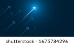 up light arrow on dark blue... | Shutterstock .eps vector #1675784296