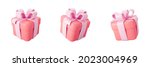 3d red gift box set with pastel ... | Shutterstock .eps vector #2023004969