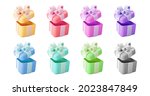 3d color open gift boxes set... | Shutterstock .eps vector #2023847849