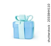 3d blue closed gift box... | Shutterstock .eps vector #2033844110