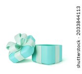 3d turquoise open gift box... | Shutterstock .eps vector #2033844113