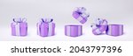 3d purple gift boxes open and... | Shutterstock .eps vector #2043797396
