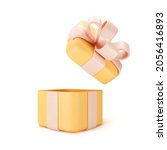 3d orange open gift box... | Shutterstock .eps vector #2056416893