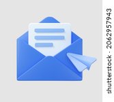 3d blue open mail envelope icon ... | Shutterstock .eps vector #2062957943