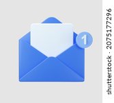 3d blue open mail envelope icon ... | Shutterstock .eps vector #2075177296