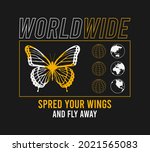 butterfly print with earth... | Shutterstock .eps vector #2021565083