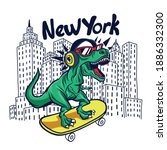 skater dinosaur.new york... | Shutterstock .eps vector #1886332300
