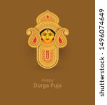 goddess durga face vector... | Shutterstock .eps vector #1496074649