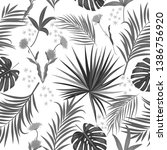 tropical plant vector seamless... | Shutterstock .eps vector #1386756920
